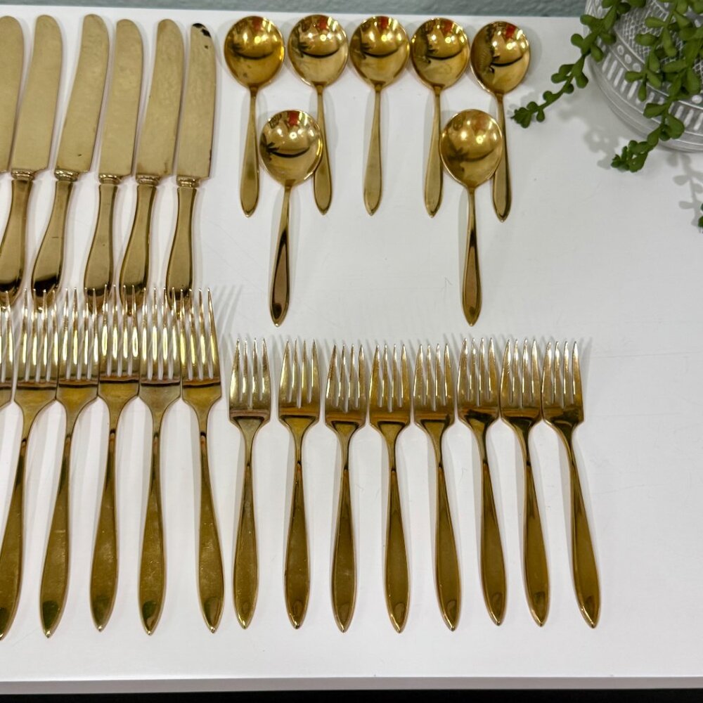 1920s Regal 54-pc set Gold by Dirilyte-Dirigold  w/ Box ~ ANTIQUE - Picture 14 of 17